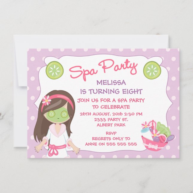 Girls Spa Party Birthday Party Invitation (Front)