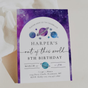 Girl's Space Birthday Invitation   Space Birthday