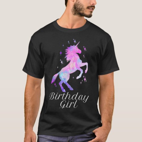 Girls Space Galaxy Unicorn Birthday  Gift Star T_Shirt