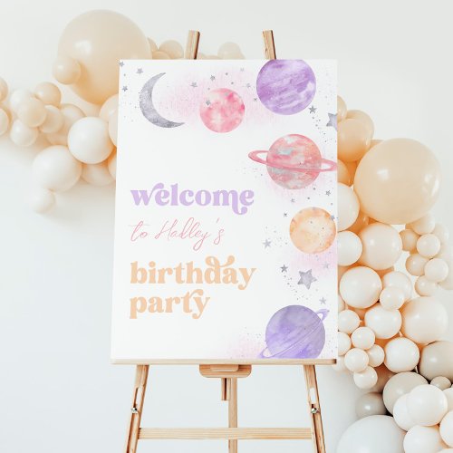 Girls Space Party Welcome Sign