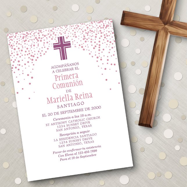Girls' Spanish First Communion Invitation (Creator Uploaded)
