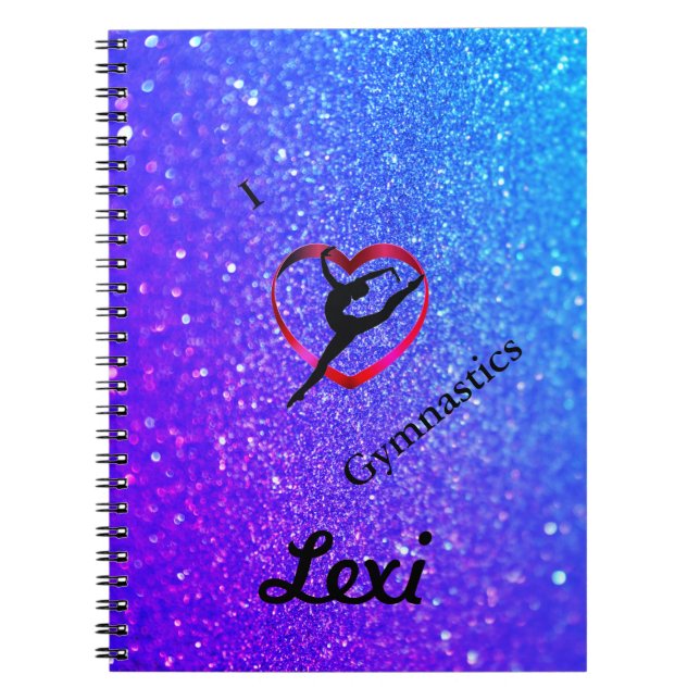 GIRLS SPARKLE PERSONALIZED GYMNASTICS NOTEBOOK (Front)