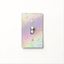 Girls Sparkle Rainbow Pastel Gold Glitter Fantasy Light Switch Cover