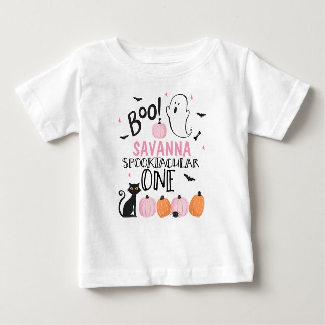 Girls Spookacular One Halloween 1st Birthday Shirt (Front)