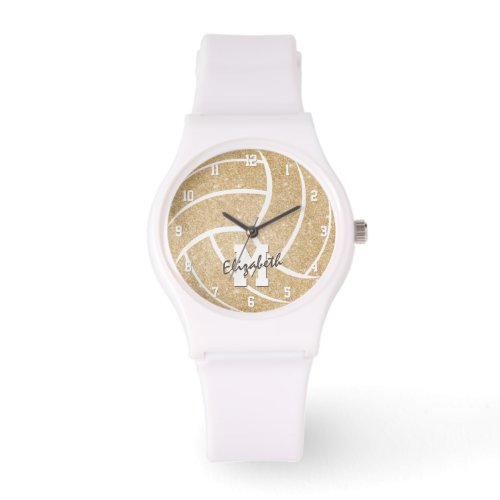 girls sports accessories gold volleyball watch