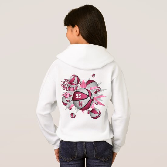 girls sports apparel pink white basketball blowout hoodie