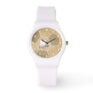 girls sports monogrammed gifts gold soccer watch