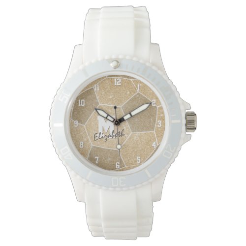 girls sports monogrammed gifts gold soccer watch