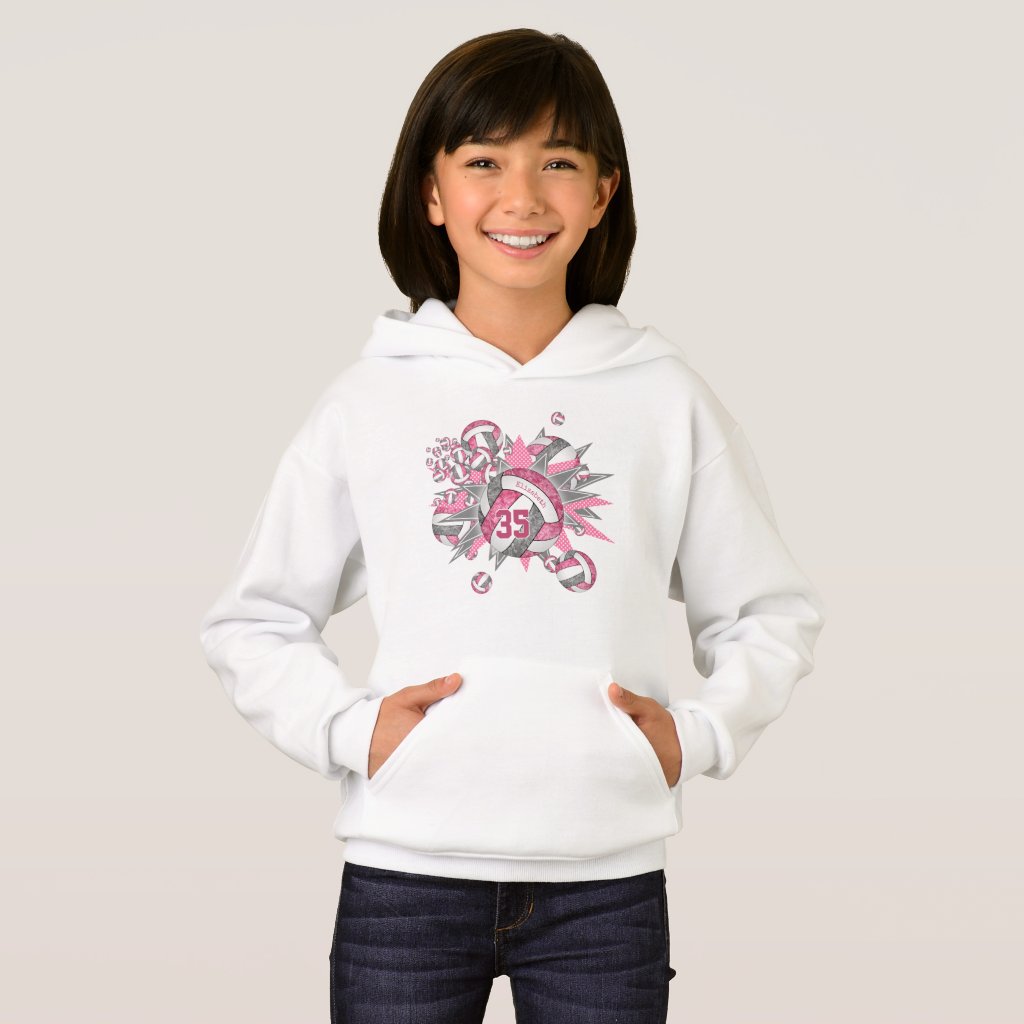 girls sports pink gray volleyball blowout hoodie
