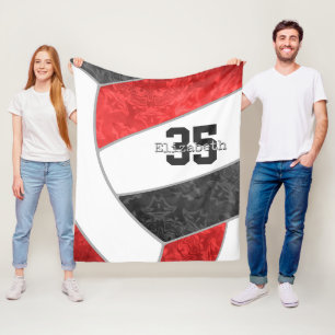 girls sports red black volleyball personalized fleece blanket