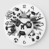 girls sports room decor soccer ball blowout large clock (Front)