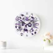 girls sports soccer balls w purple gray stars large clock (Home)