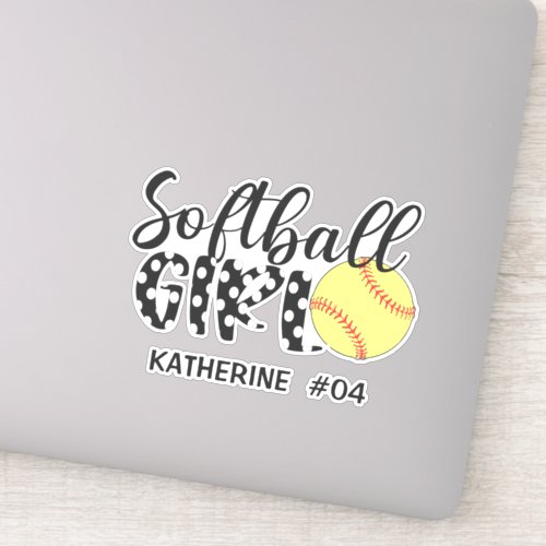 Girls Sports Softball Custom Vinyl Sticker