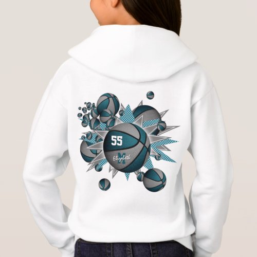 girls sports teal gray basketball blowout hoodie