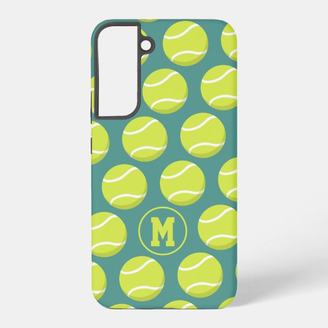 Girls sports tennis balls pattern monogrammed samsung galaxy case (Back)