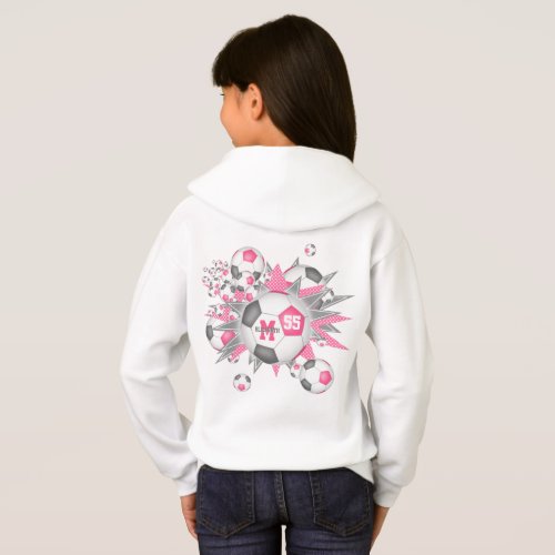 girls sporty pink gray soccer ball blowout hoodie