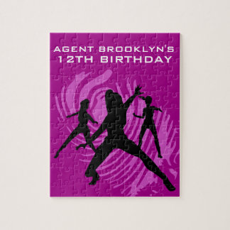 Girls Spy Party Purple Fingerprint Jigsaw Puzzle