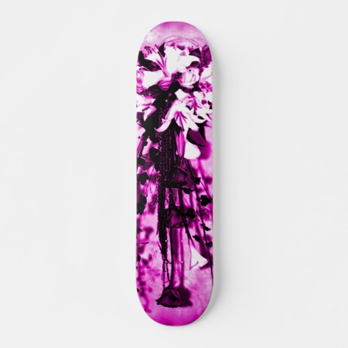 Girls Stained Wood Pink Flowers Custom Pro Park Skateboard Deck