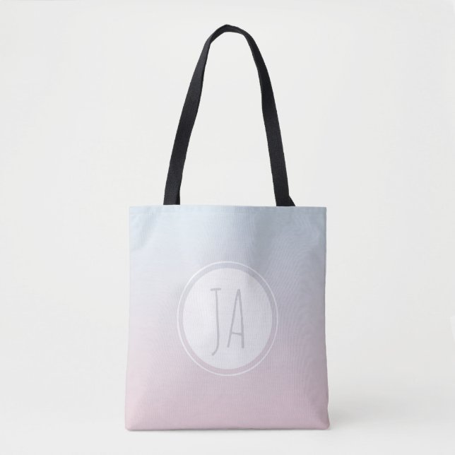 Girl's Stylish Monogram Initials Simple Ombre Tote Bag (Front)