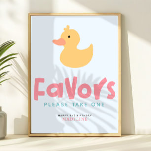 Girls Summer Rubber Duck Pool Party Birthday Favor Poster