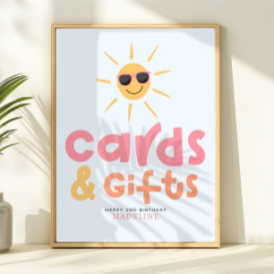 Girls Summer Sun Pool Party Birthday Favor Poster