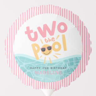 Girls Summer Two the Pool 2nd Birthday Balloon