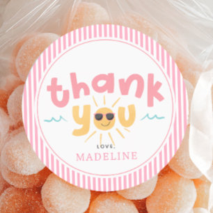 Girls Summer Two the Pool 2nd Birthday Favor Classic Round Sticker