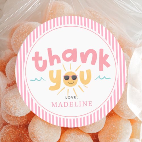 Girls Summer Two the Pool 2nd Birthday Favor Classic Round Sticker