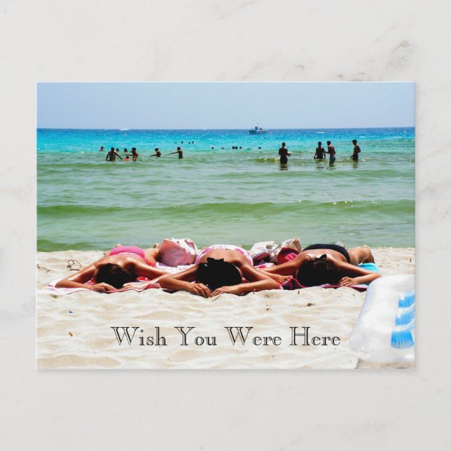 Girls Sunbathing Wish You Were Here Postcard (Front)