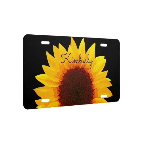 Girls Sunflower Nature Monogram License Plate