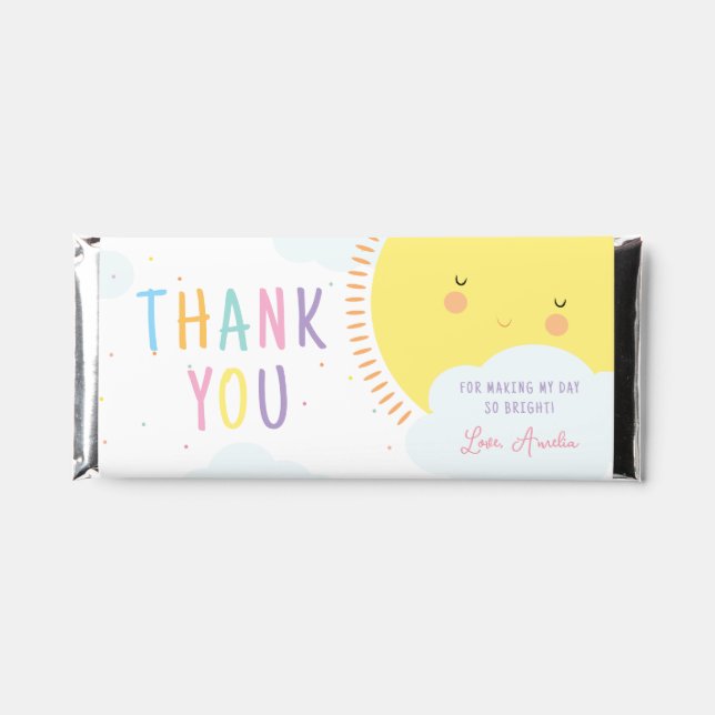 Girls Sunshine Party Thank You  Hershey Bar Favors (Front)