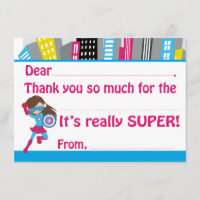 Girls Superhero Birthday Fill in Thank You Cards