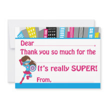 Girls Superhero Birthday Fill in Thank You Cards