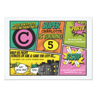 Girl's Superhero Invitation Pink Party Invite