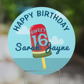 Girls Sweet 16 Happy Birthday Popsicle Party Sign by watermelontree at Zazzle