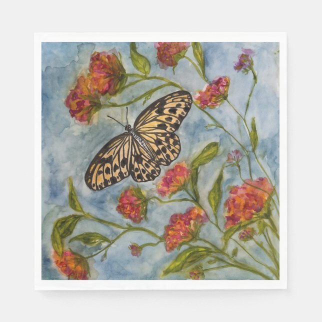 Girls Sweet Butterfly Birthday Napkins (Front)