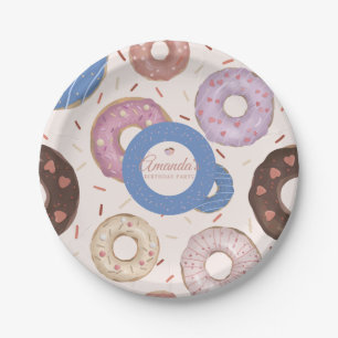 Girls Sweet Donut Pastel Birthday Paper Plates