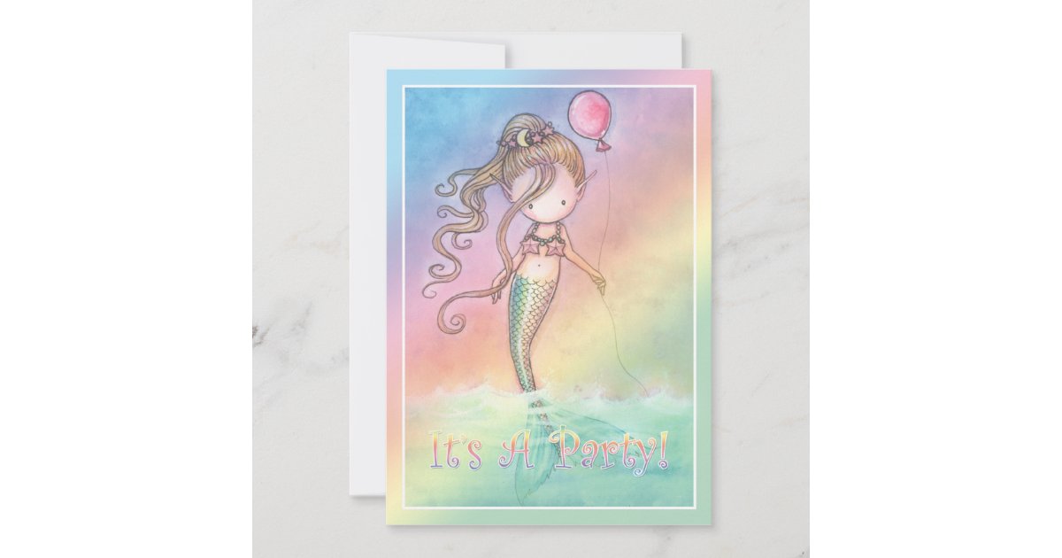 Girls Sweet Mermaid Birthday Party Invitations | Zazzle