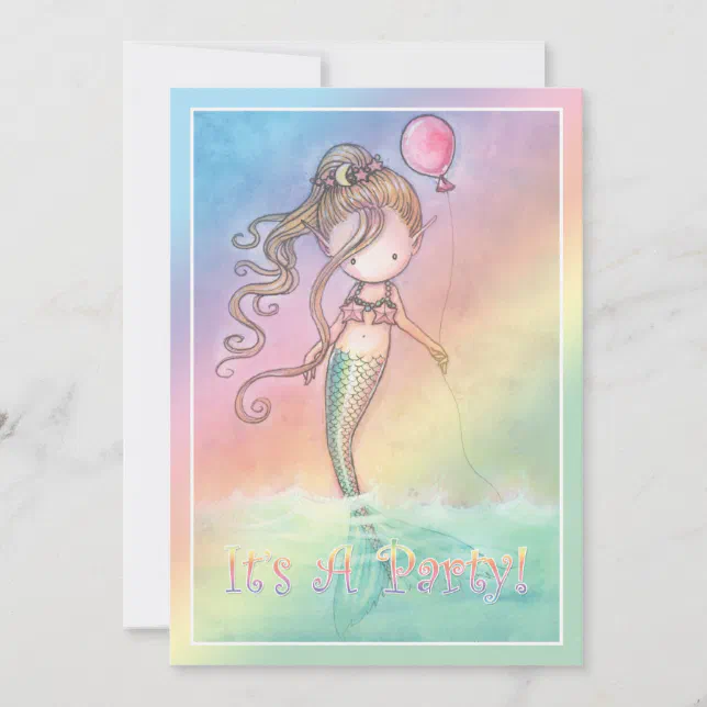 Girls Sweet Mermaid Birthday Party Invitations | Zazzle