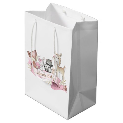 Girls Sweet Woodland Animal Baby Girl Medium Gift Bag