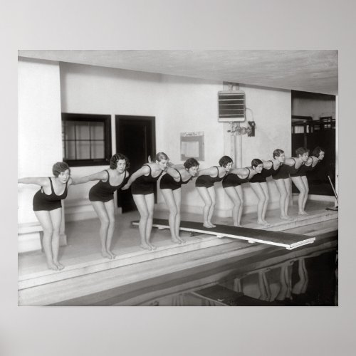 Girls Swim Team 1930 Vintage Photo Poster