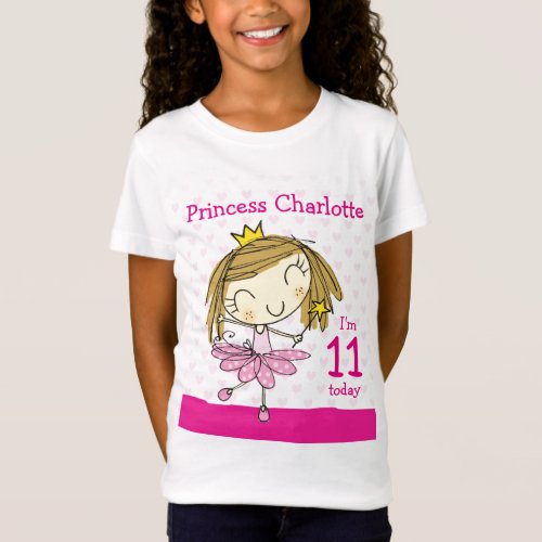 GIRLS T_SHIRT Age 11 princess 11th Birthday