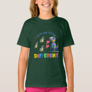 Girls' T-Shirt – It's OK to Be Different 🦕💖