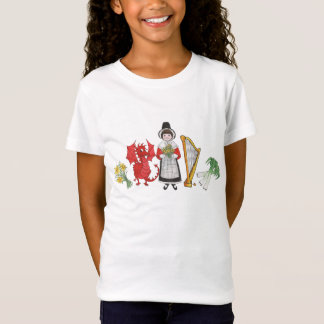 Girls T-shirt: Welsh Daffodils Dragon Leeks Harp T-Shirt