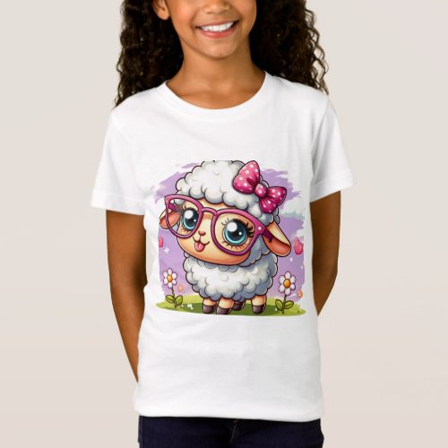 Girls T_shirt with a Cute Sheep Print