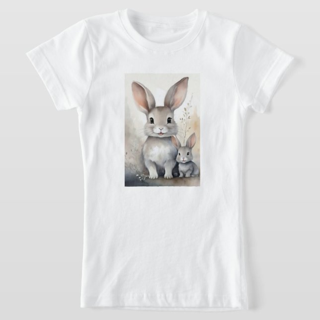 Girl's T-Shirt with Cute Bunnies (Laydown)