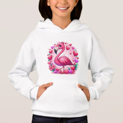 Girls T_shirt with Cute Flamingo Print Hoodie