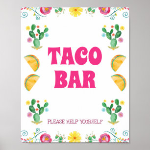 Girls Taco Twosday Floral Fiesta Birthday Sign