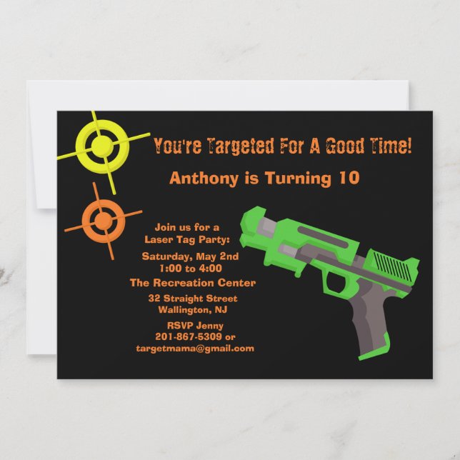 Girls Target Laser Tag Birthday Party Invitation (Front)