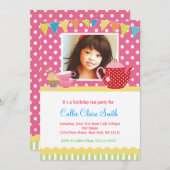 Girls Tea Party Birthday Invitations (Front/Back)